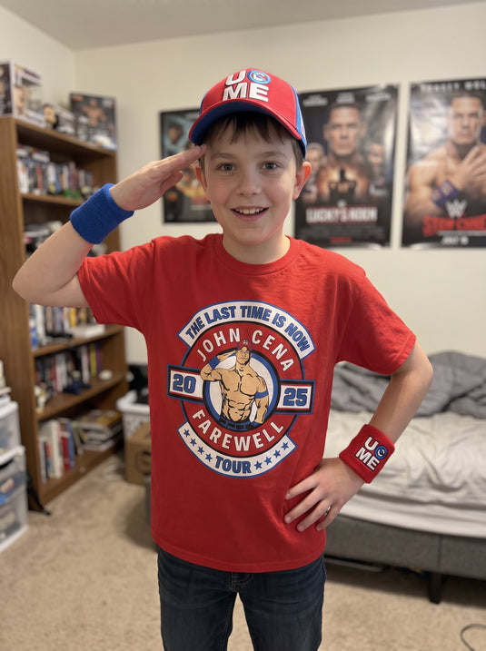 John Cena Last Time Is Now Farewell Tour Kids Youth Costume T-shirt Hat Wristbands