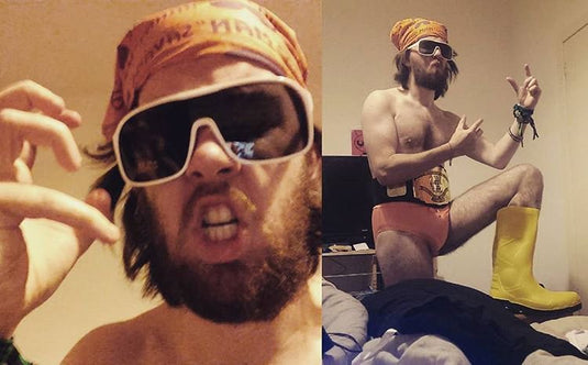 Macho Man Randy Savage Bandana Cap Glasses Set (Orange Skullcap, White Glasses)