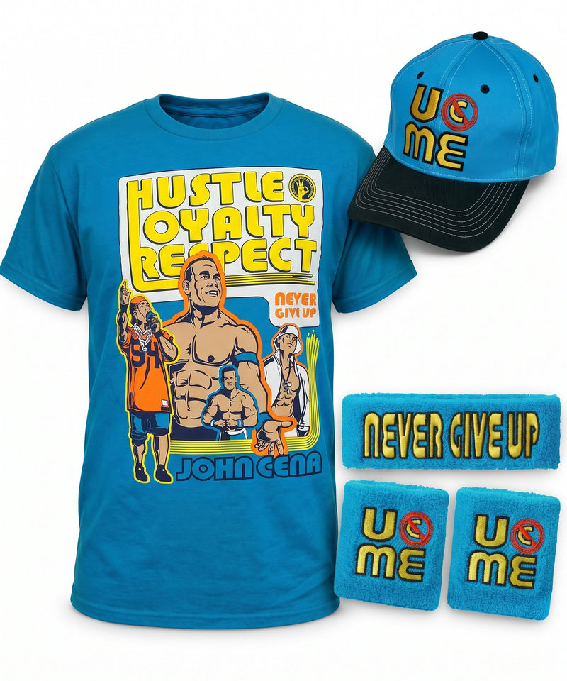 Load image into Gallery viewer, John Cena Boys Blue Throwback Kids Costume T-shirt Hat Wristbands
