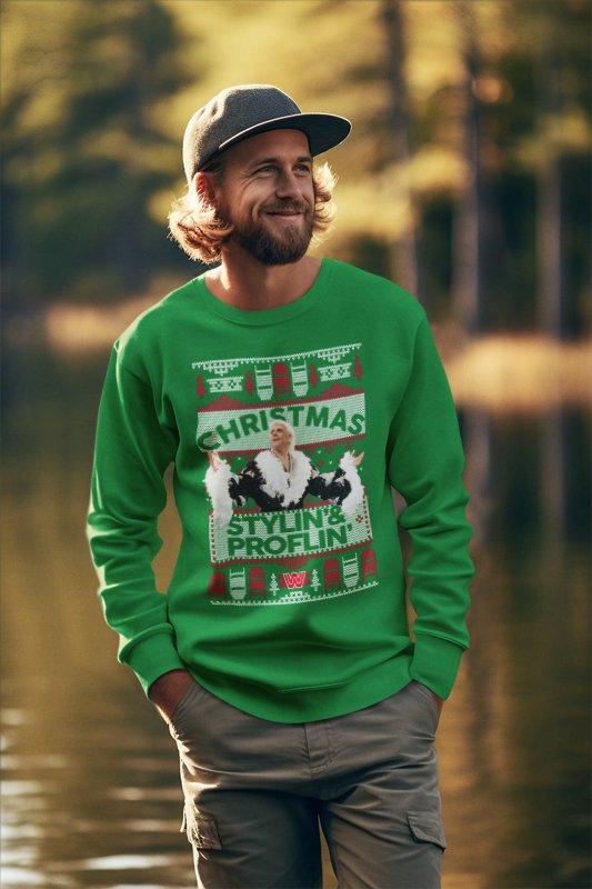 Load image into Gallery viewer, Ric Flair Christmas Stylin and Proflin Flair Ugly Green Christmas Sweater
