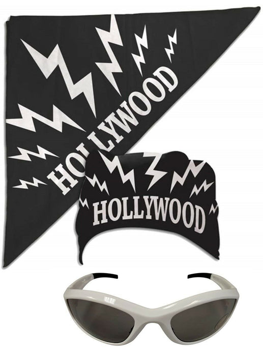 Hollywood Hulk Hogan nWo Bandana White Sunglasses Costume (Black Hollywood Bandana, White Glasses)