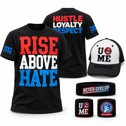 John Cena Rise Above Hate Mens Costume Hat T-shirt Wristbands