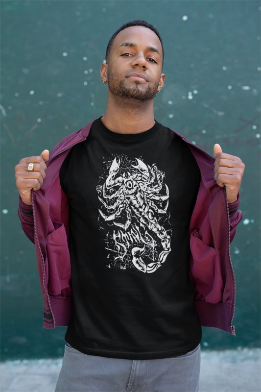Sting White Scorpion Mens Black T-shirt