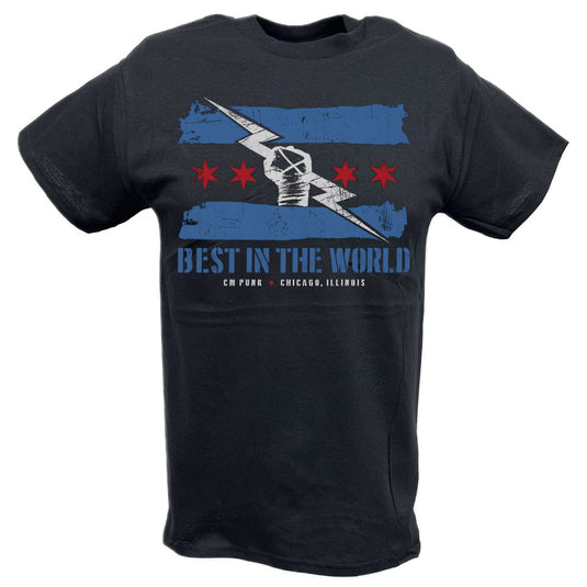 CM Punk Return Blue Logo Flag Chicago T-shirt