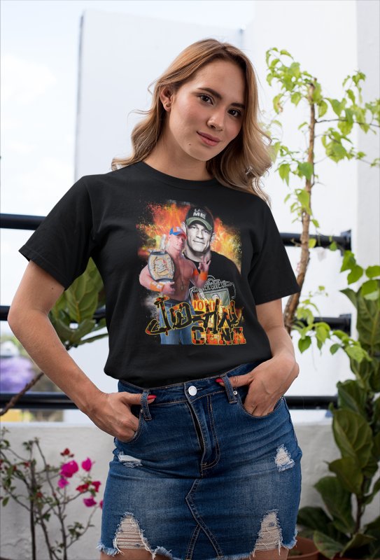 Load image into Gallery viewer, John Cena Spinner Belt Mens Black T-shirt WWE
