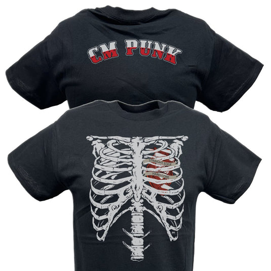 CM Punk Ribs Straight Edge Hard Core Mens Black T-shirt