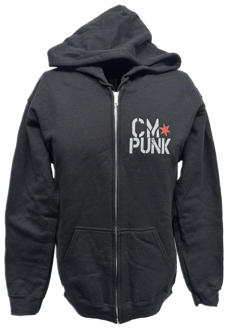 Load image into Gallery viewer, Return of CM Punk Blue Logo Black Zipper Hoody
