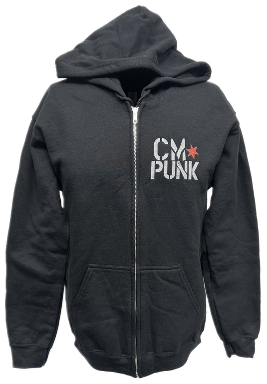 Return of CM Punk Blue Logo Black Zipper Hoody