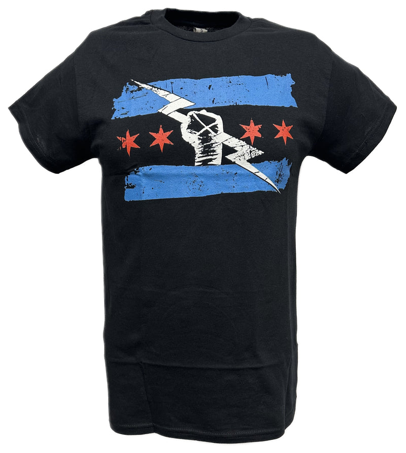 Load image into Gallery viewer, Return of CM Punk Blue Logo Black T-shirt
