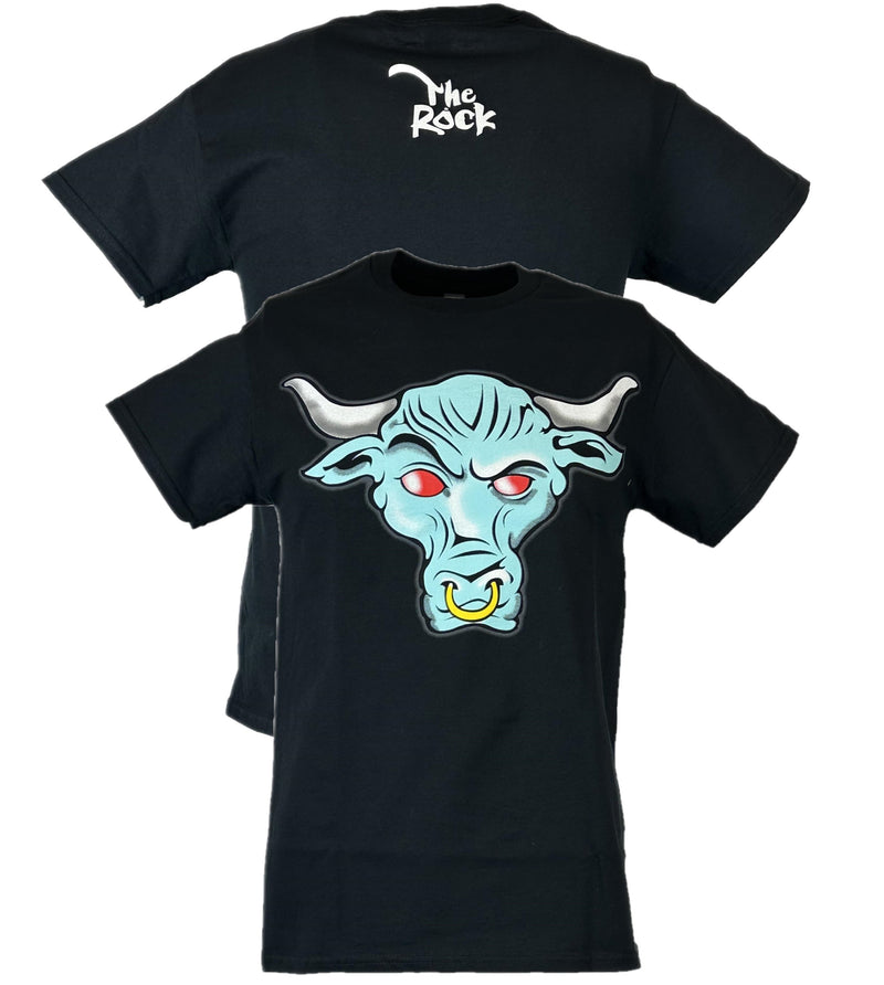 Load image into Gallery viewer, The Rock Blue Brahma Bull Logo Mens Black T-shirt
