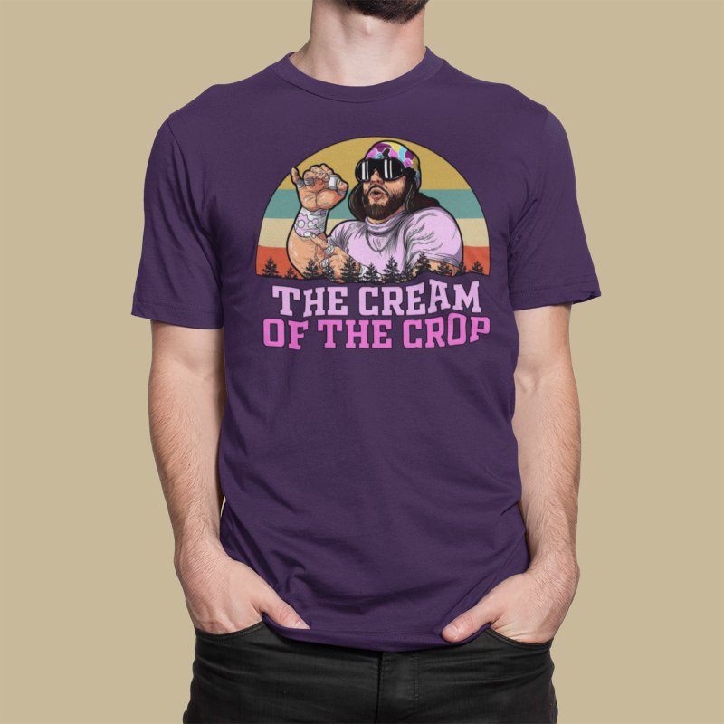 Load image into Gallery viewer, Macho Man Randy Savage Purple Logo Cream Crop T-shirt
