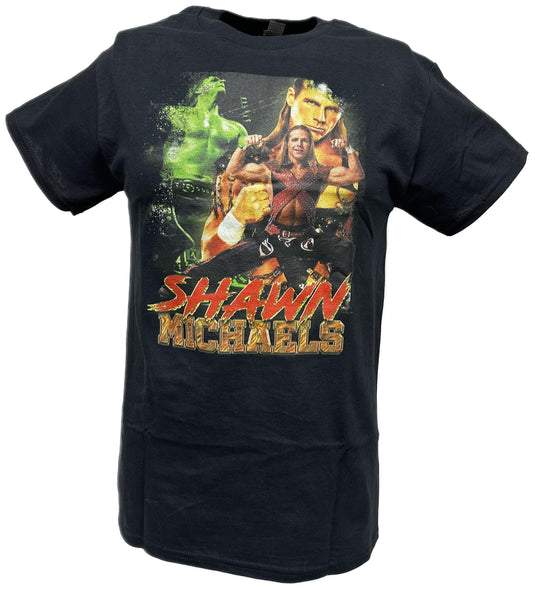 Shawn Michaels Three Pose Collage Mens Black T-shirt