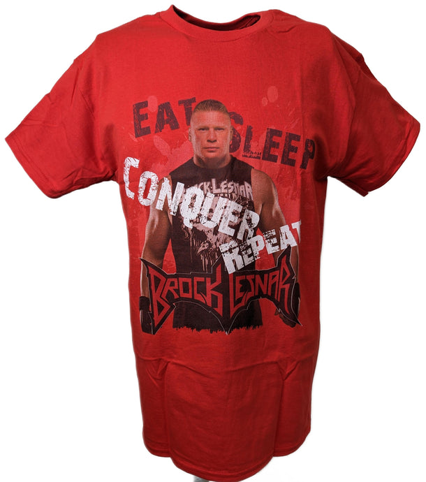 Brock Lesnar Eat Sleep Conquer Repeat WWE Mens Red T-shirt