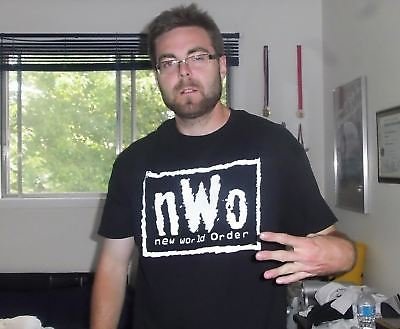 nWo White Logo New World Order Mens Black T-shirt