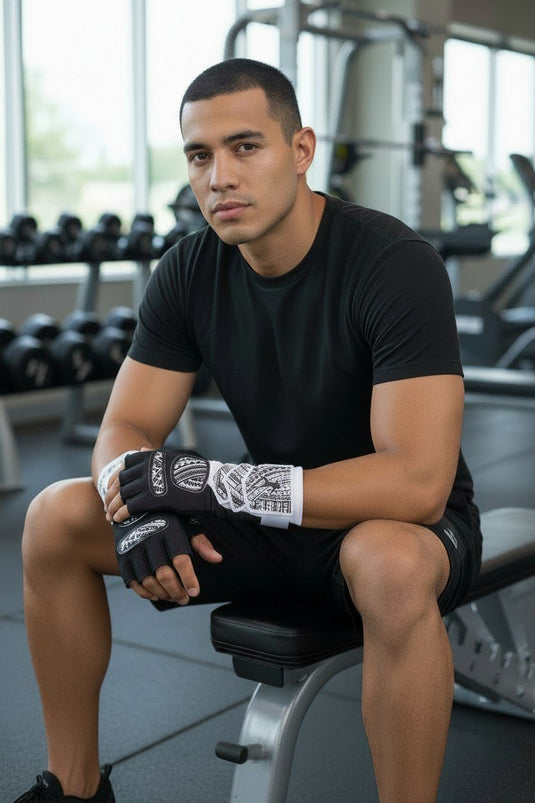 Roman Reigns Black and White Replica Glove & Wrist Sleeve Set — Officially Licensed WWE Gear
