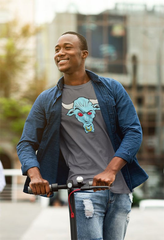The Rock Blue Brahma Bull Mens Grey T-shirt