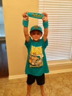 John Cena Boys Blue Throwback Kids Costume T-shirt Hat Wristbands