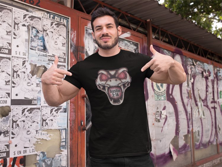 Load image into Gallery viewer, Stone Cold Steve Austin Rattlesnake Mens Black T-shirt
