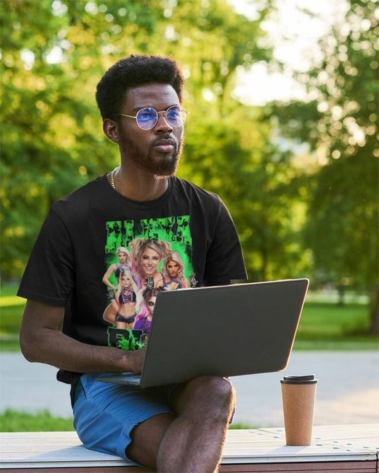 Alexa Bliss 5 Faces Green Womens Superstar Black T-shirt