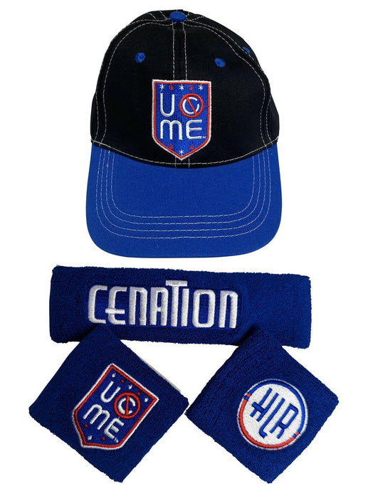 John Cena Blue HLR U Can't See Me Baseball Hat Headband Wristband Set