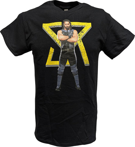 Seth Rollins SR Logo WWE Mens Black T-shirt