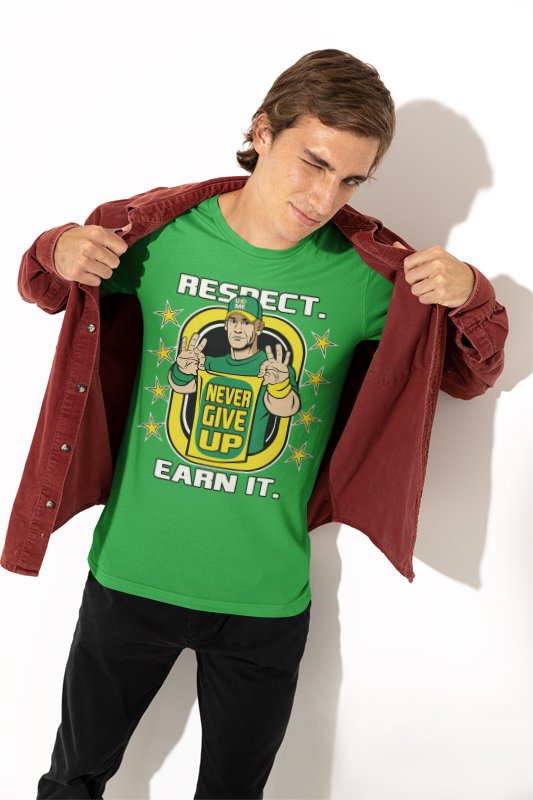 John Cena Green Yellow Earn The Day Mens T-shirt