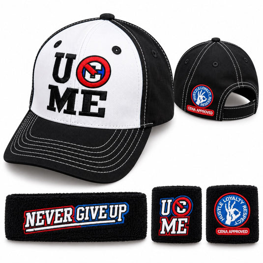 John Cena Black Rise Above Hate Baseball Hat Headband Wristband Set