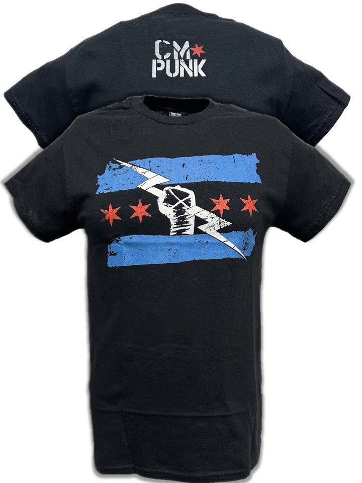 Load image into Gallery viewer, Return of CM Punk Blue Logo Black T-shirt
