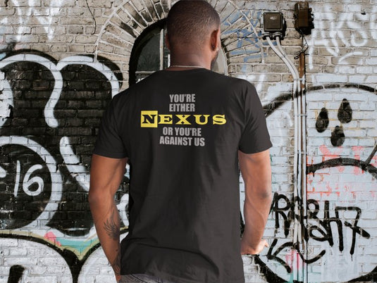 Nexus or Against Us Mens Black T-shirt CM Punk Wade Barrett Daniel Bryan with  Nexus armband
