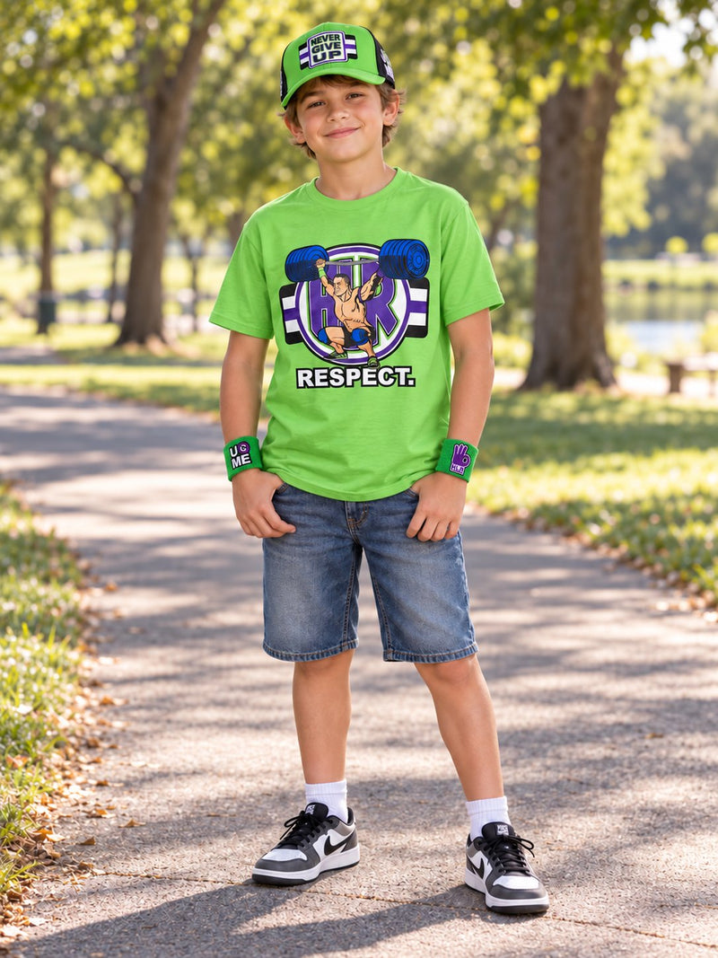 Load image into Gallery viewer, John Cena Cenation Respect Green Boys Kids Costume Hat T-shirt Wristbands
