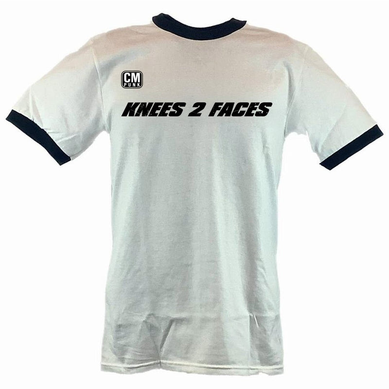 Load image into Gallery viewer, CM Punk Knees 2 Faces 25/8/365 White Ringer Mens T-shirt

