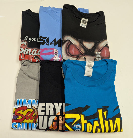 6 Men Size 4XL WWE T-shirts | Cena Orton Undertaker The Rock Lot 2