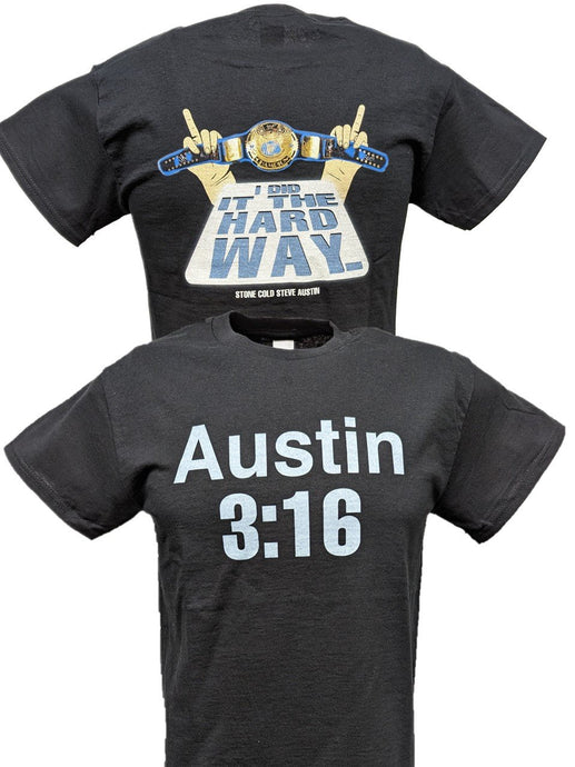 Stone Cold Steve Austin 3:16 Hard Way Mens Black WWF T-shirt