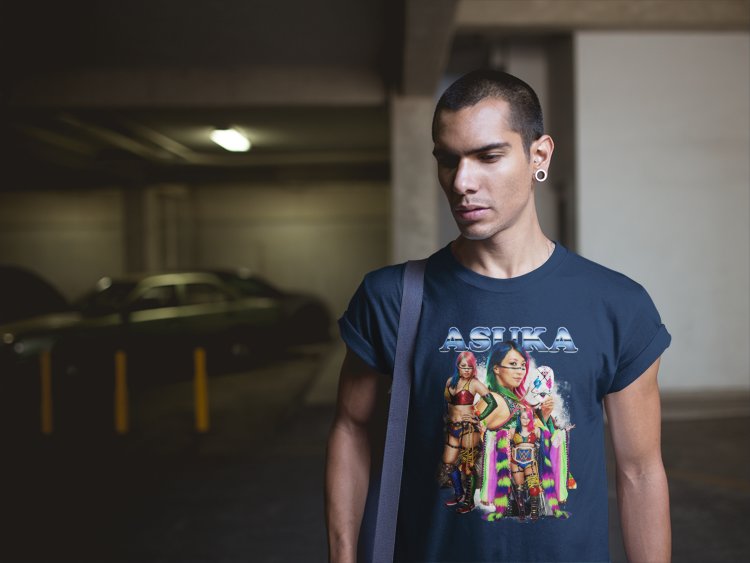 Load image into Gallery viewer, Asuka Three Pose Navy Blue T-shirt
