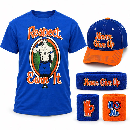 John Cena Kids Boys Respect Earn It Costume T-shirt Baseball Hat Headband Wristbands
