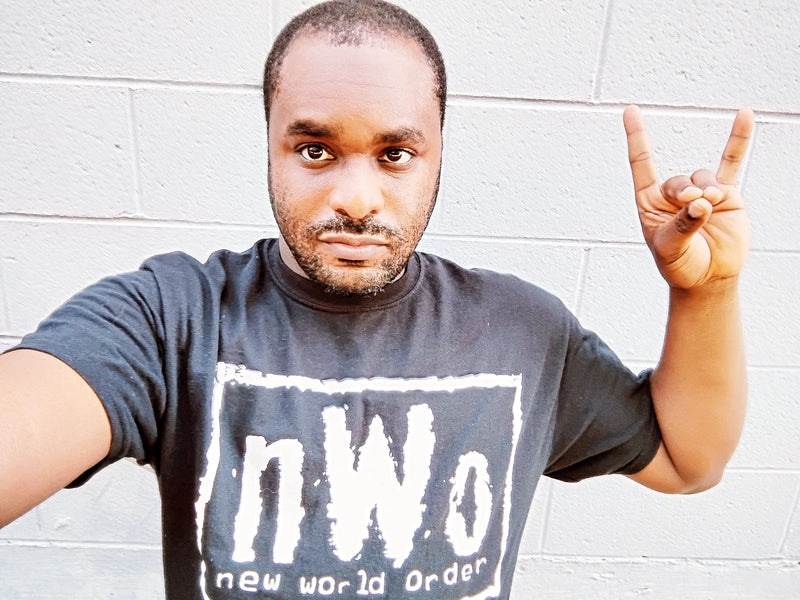 Load image into Gallery viewer, nWo White Logo New World Order Mens Black T-shirt
