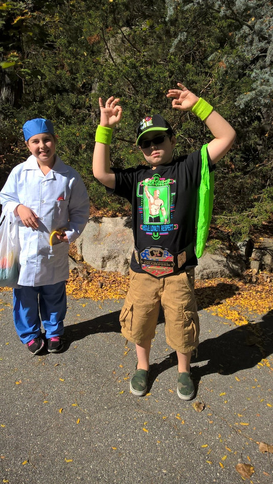John Cena Kids Neon Green Boys Costume T-shirt Hat Wristbands
