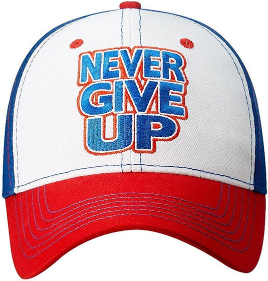 John Cena Red White Blue Never Give Up Baseball Hat Headband Wristband Set