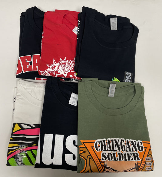 6 Men Size 5XL WWE T-shirts | Cena Orton Undertaker The Rock Lot 1