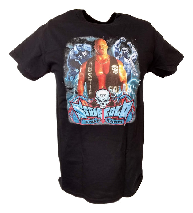 Stone Cold Steve Austin Blue Rattlesnake Hellraiser Mens Black T-shirt