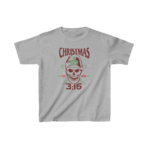 Stone Cold Steve Austin Christmas Skull Kids Youth Grey T-shirt