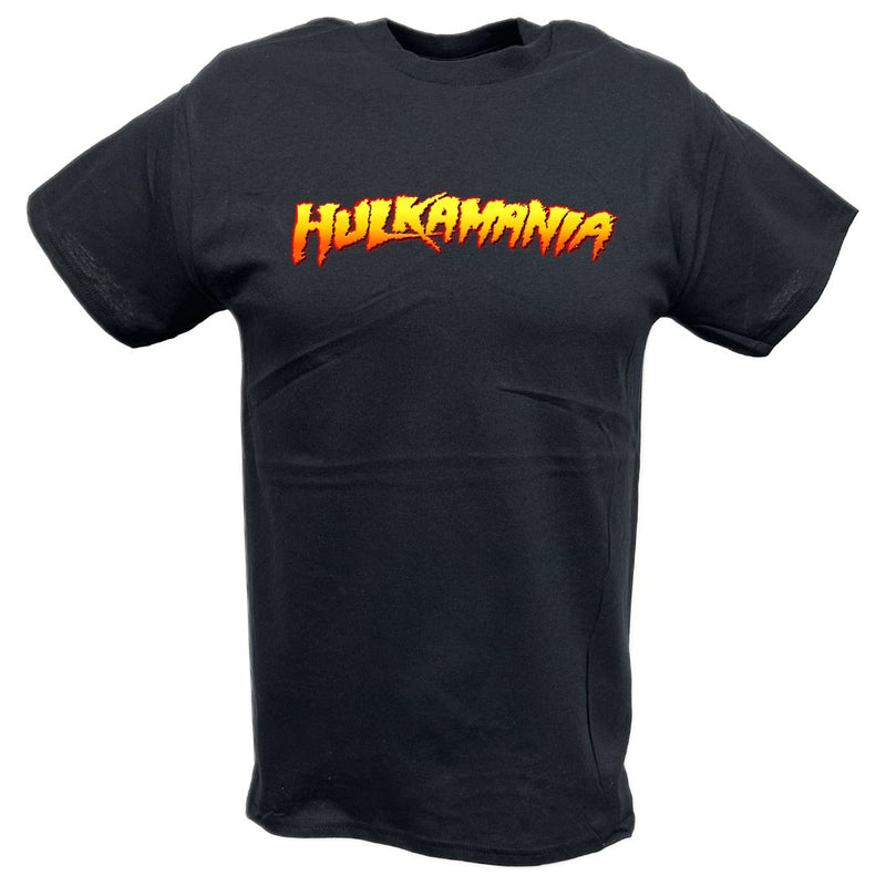 Load image into Gallery viewer, Hulkamania Hulk Hogan Fire Logo Black T-shirt
