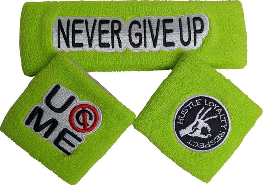 John Cena Mens Lime Green Neon Costume Hat T-shirt Wristbands
