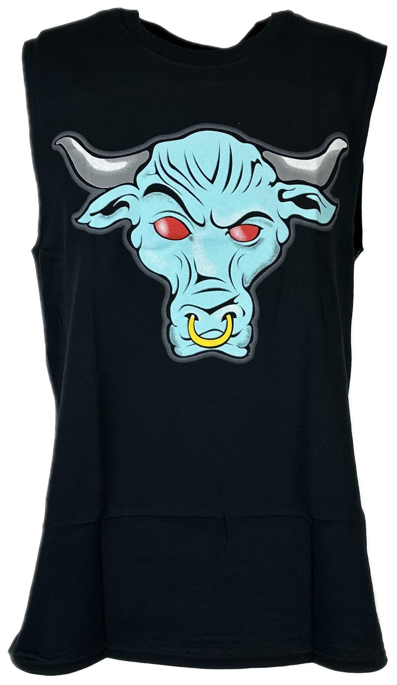 Load image into Gallery viewer, The Rock Blue Brahma Bull Sleeveless Black Muscle T-shirt
