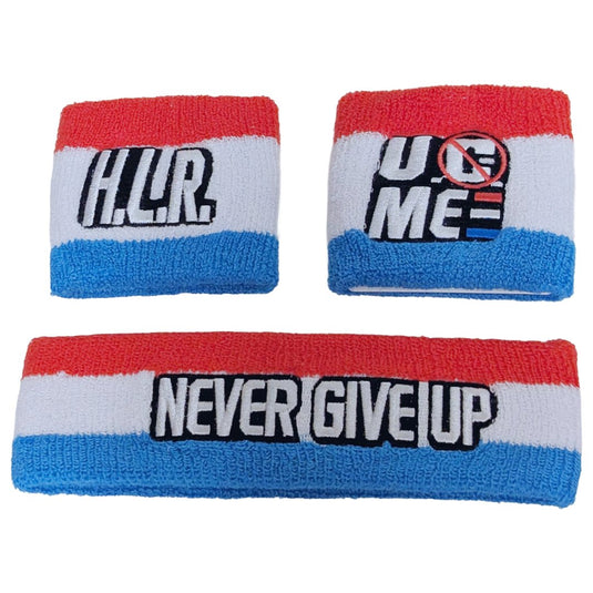 John Cena HLR Red White Blue USA Headband Wristband Set