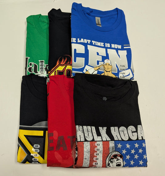 6 Men Size 4XL WWE T-shirts | Cena Orton Undertaker The Rock Lot 1
