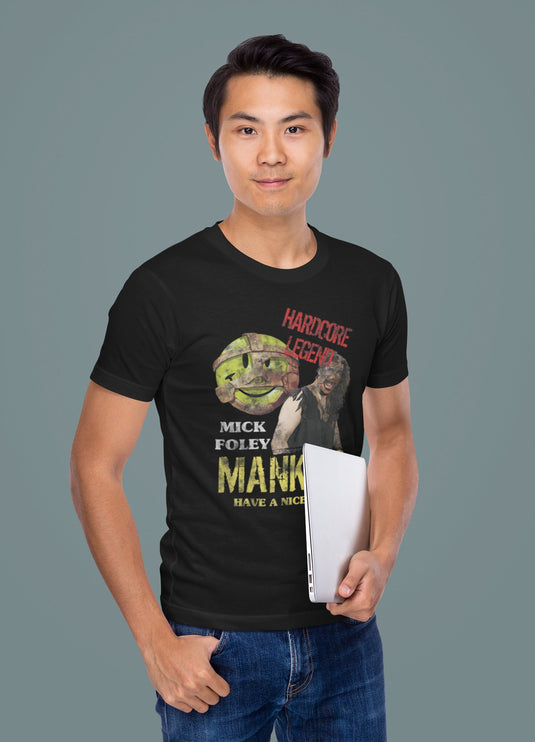 Mankind Mick Foley Hardcore Legend Distressed Logo T-shirt