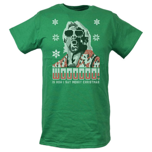 Ric Flair Wooooo Christmas Mens Ugly Green T-shirt