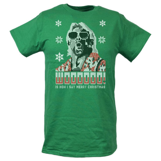 Ric Flair Wooooo Christmas Mens Ugly Green T-shirt