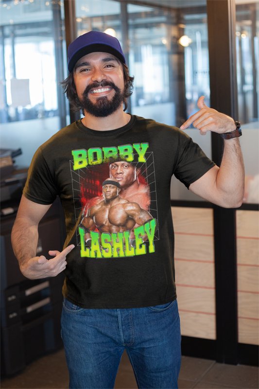 Bobby Lashley Green Double Pose Mens Black T-shirt